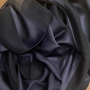 Navy Blue Striped Vintage Silk Scarf